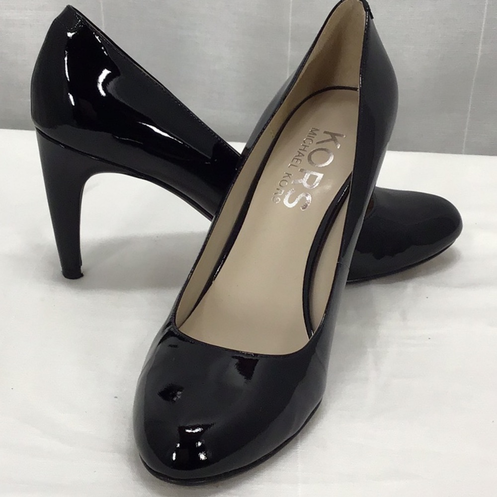 Michael Kors Womens Black Patent Leather Heels Shoes 9
